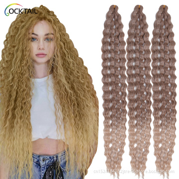 Kanekalon Fiber Ocean Water Wave Crochet Hair 30 Inch Deep Wave Braiding Hair Loose Wavy Crochet Hair Extension